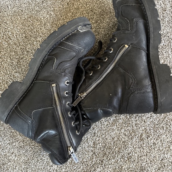 Harley Davidson 10 1/2  Motorcycle Boots Leather Black Mens Size 10.5M Damage - Picture 12 of 16
